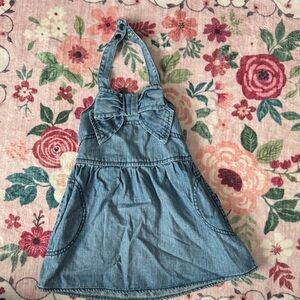 Denim Halter Dress with Bow